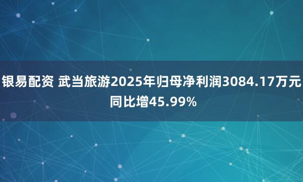 银易配资 武当旅游2025年归母净利润3084.17万元 同比增45.99%