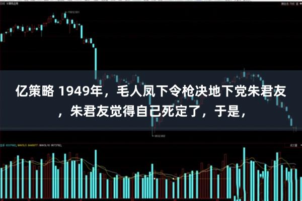亿策略 1949年，毛人凤下令枪决地下党朱君友，朱君友觉得自己死定了，于是，